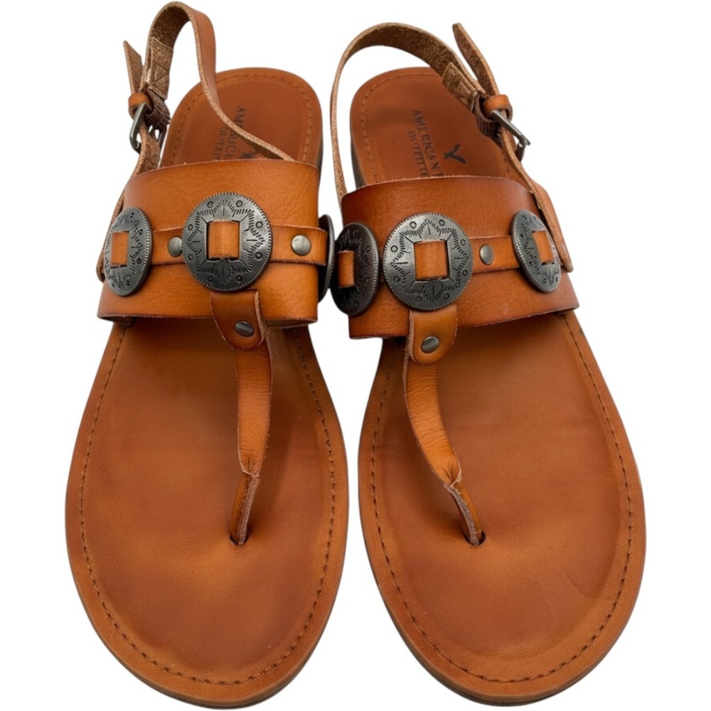 American Eagle Outfitters Sandals Concho Western Thong Women's 8 Brown Boho